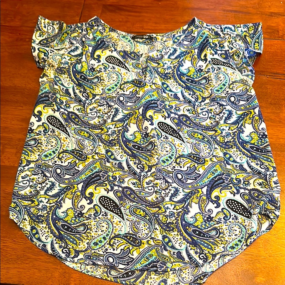 Papermoon Blue and Yellow Ruffled Blouse
